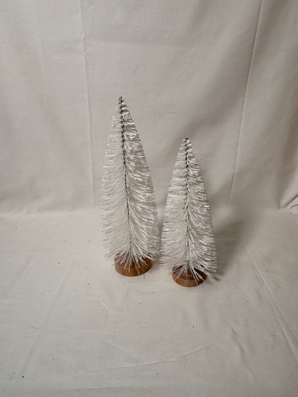 S/2 White Frost Bristle Trees S/2 White Frost Bristle Trees