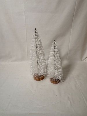 S/2 White Frost Bristle Trees