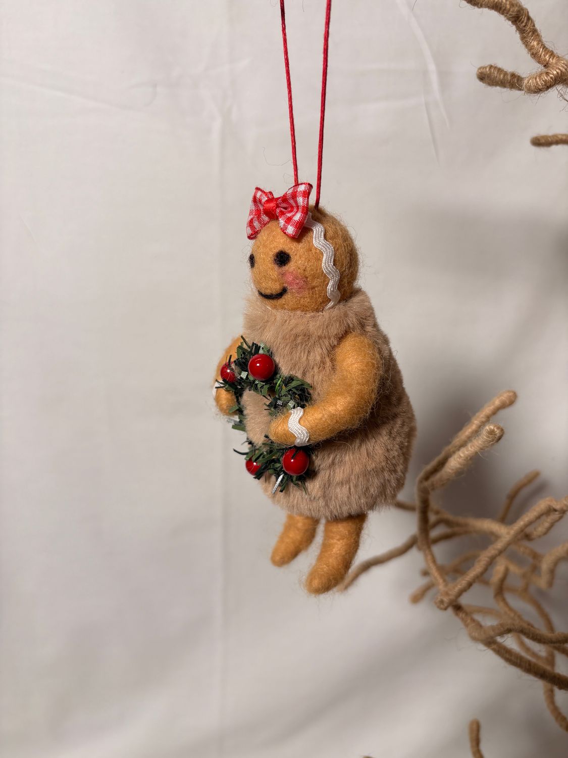 Felt Gingerbread Girl Wreath Ornament Felt Gingerbread Girl Wreath Ornament