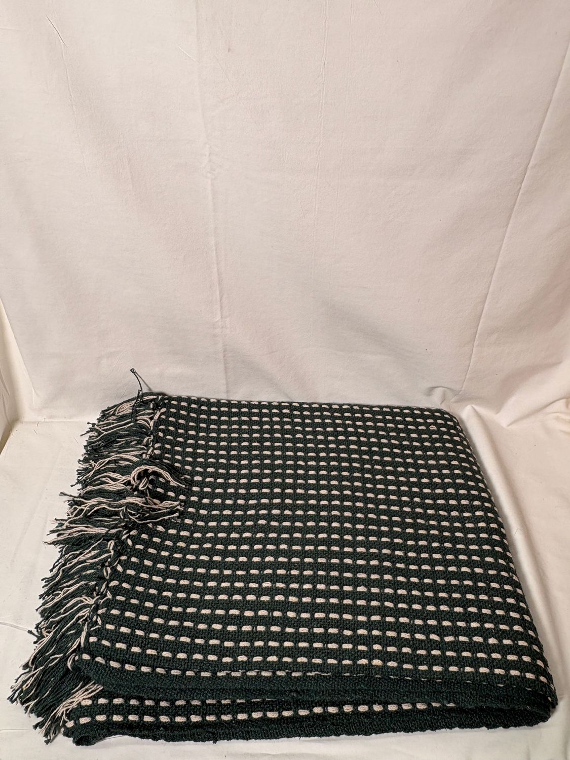 Pick Stitch Woven Throw - Dark Green