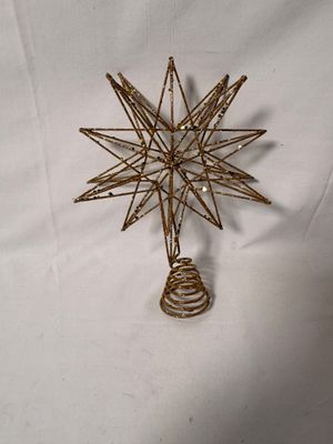 Gold Metal Glitter Tree Topper 6"