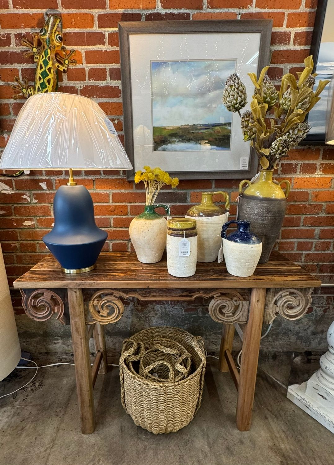 Recycled Carved Wooden Console