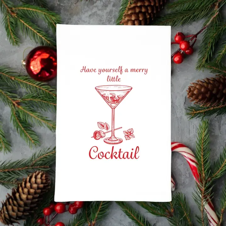 Christmas Cocktail Tea Towel Christmas Cocktail Tea Towel