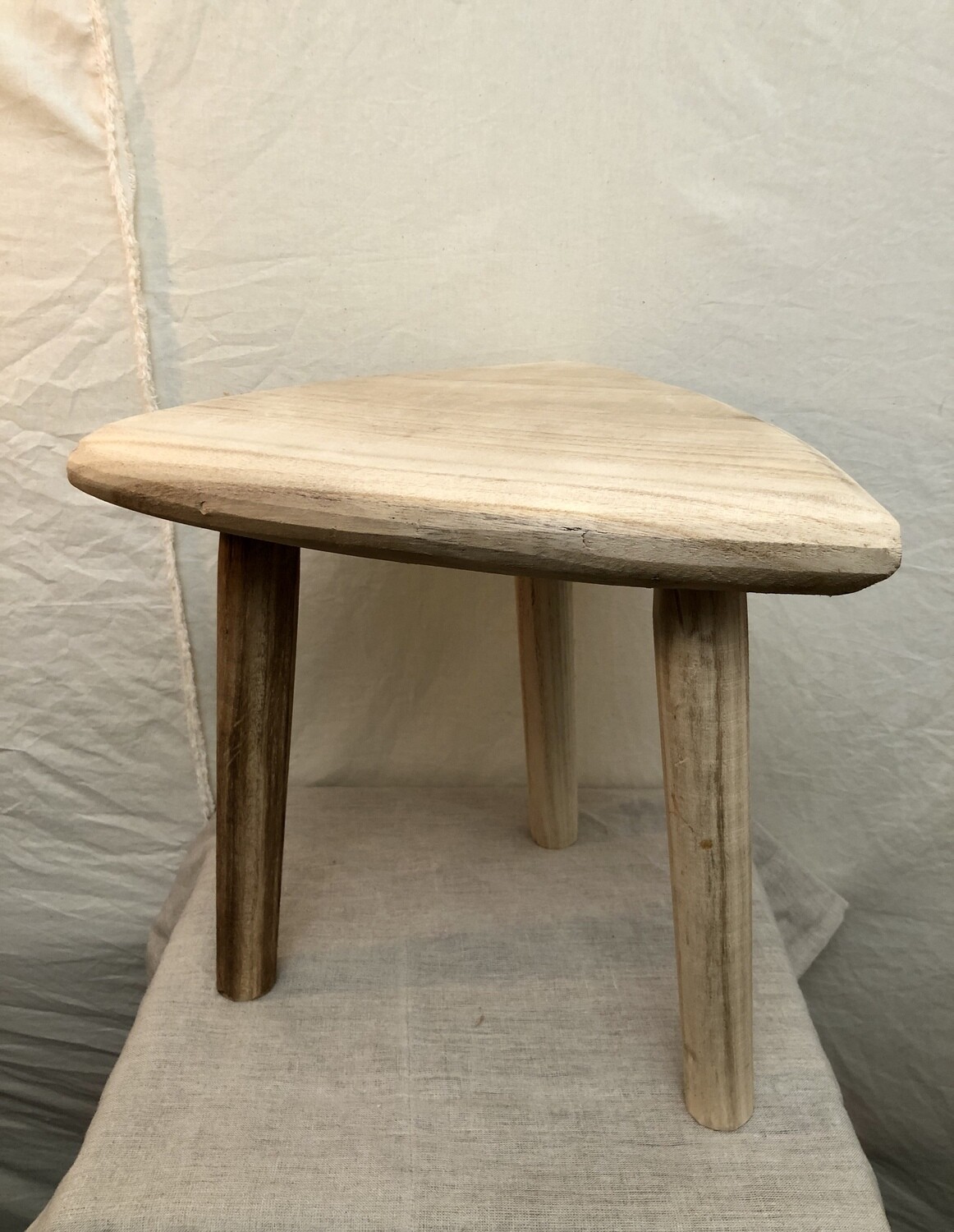 Hand Carved Wooden Triangle Top Stool - Lg Hand Carved Wooden Triangle Top Stool - Lg