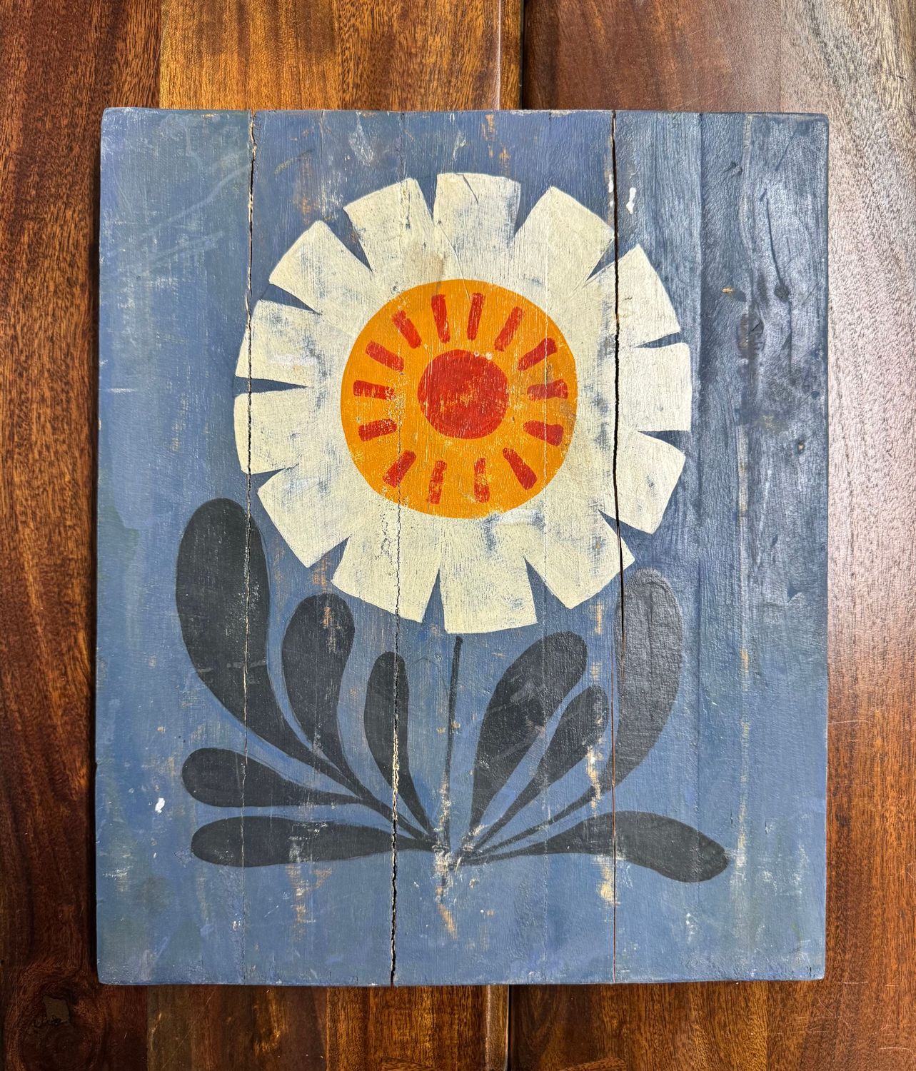 Hand-Painted Floral on Recycled Wood Panel II Hand-Painted Floral on Recycled Wood Panel II