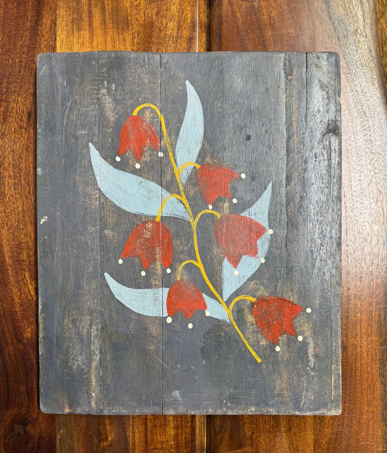 Hand-Painted Floral on Recycled Wood Panel IV Hand-Painted Floral on Recycled Wood Panel IV