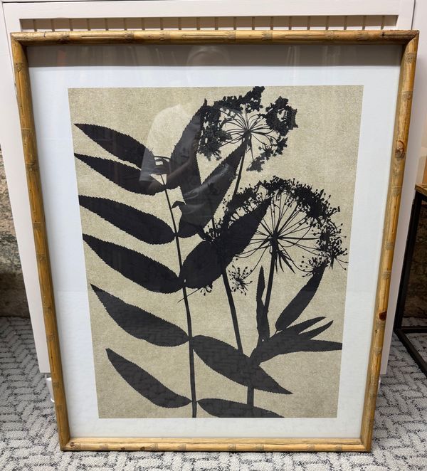 Wood Framed Black Leaf Print Under Glass I Wood Framed Black Leaf Print Under Glass I