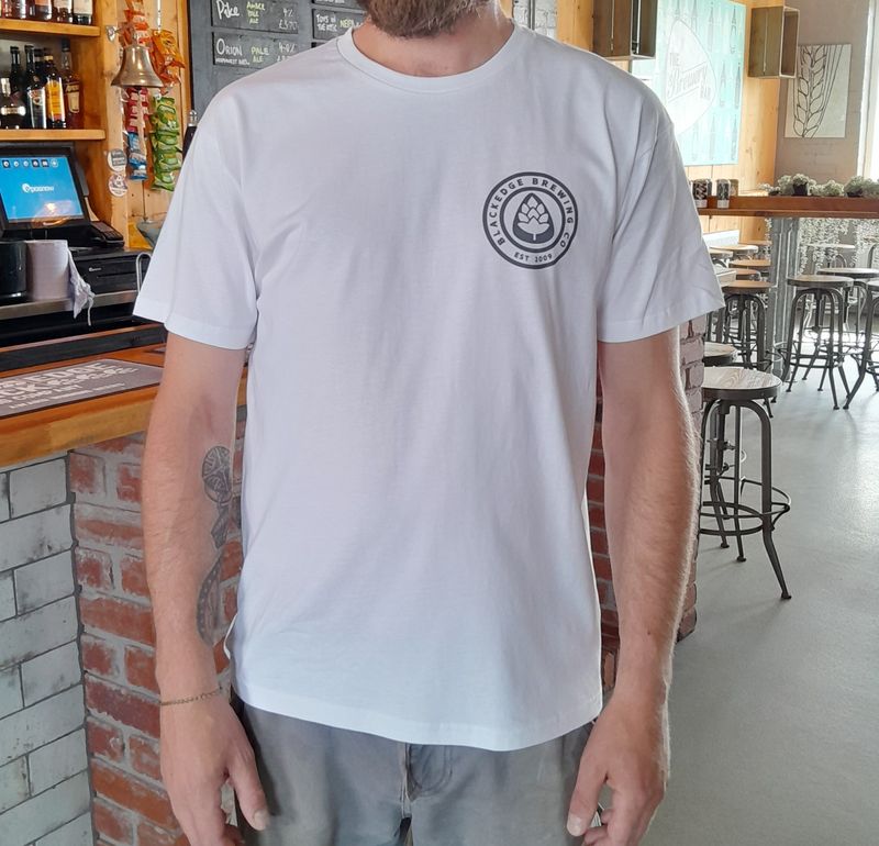 Blackedge Printed Logo T-Shirt - White with Charcoal Printed Logo