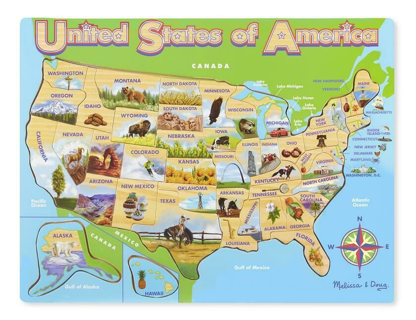 MandD USA Map Wooden Jigsaw Puzzle