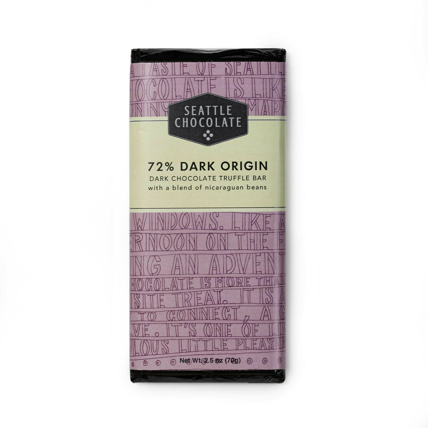 72% Dark Origin Seattle Chocolate Bar