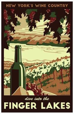 Finger Lakes Vintage Travel Poster - 11x17&quot;
