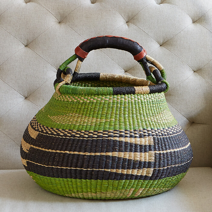 Serrv Apple Green Handled Bolgatanga Basket - 25092