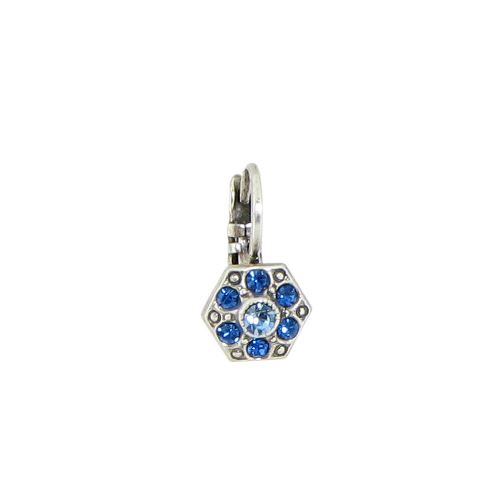 E914B Blue Crystal Hexagon BB Earrings