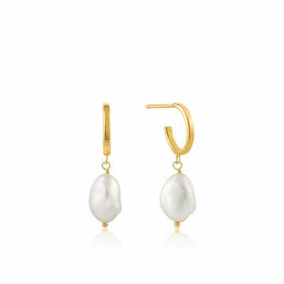 AH Pearl of Wisdom: Pearl Mini Hoop Earrings - Gold