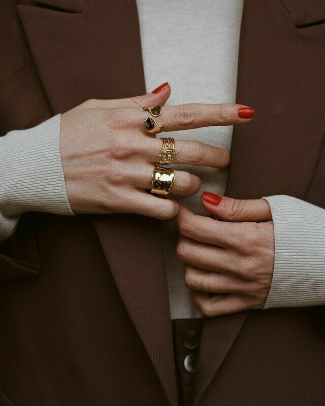 Ania Haie Crush Wide Adj Ring - Gold