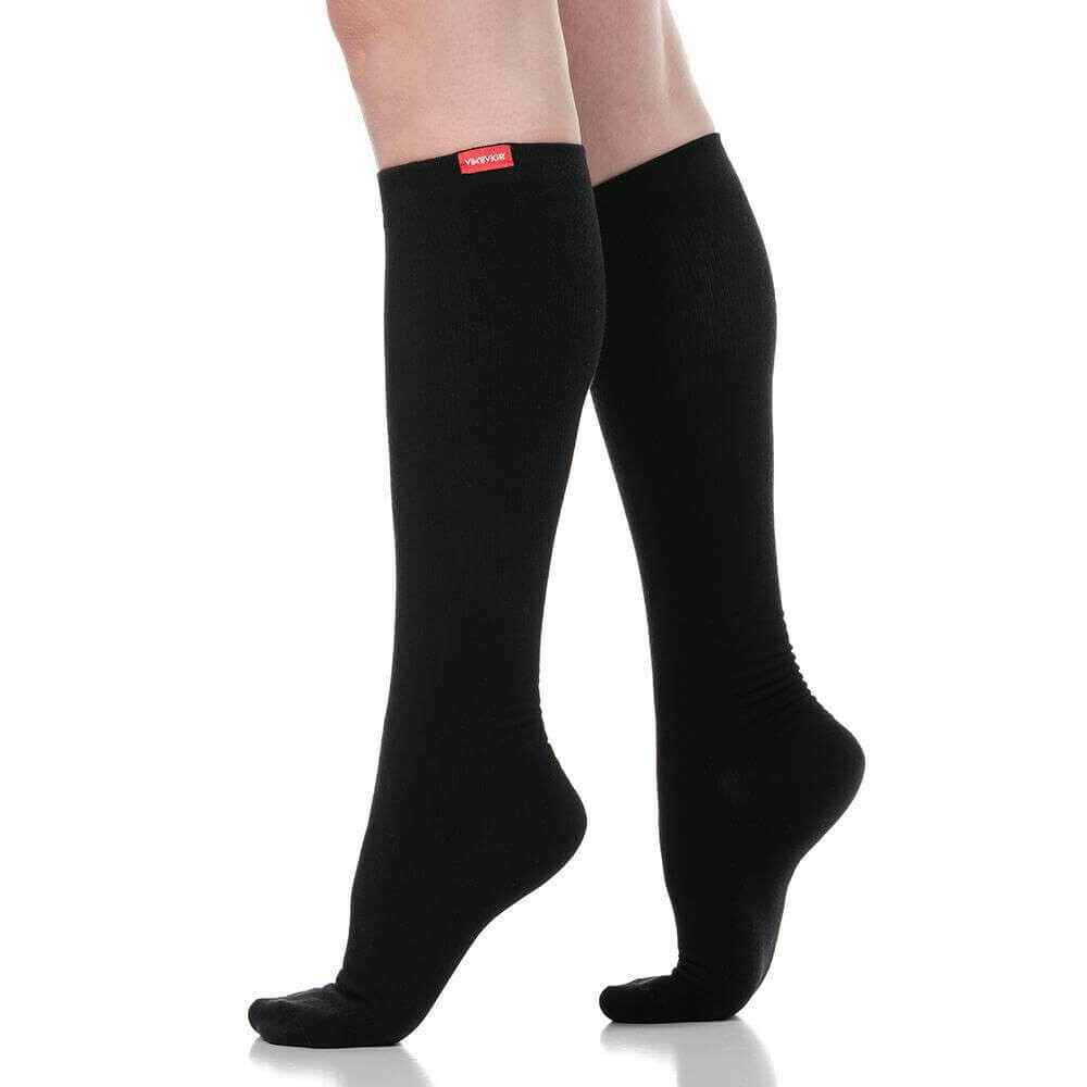 V&amp;V Black S/M Moisture Wick Nylon 15-20mmHG Compression Socks
