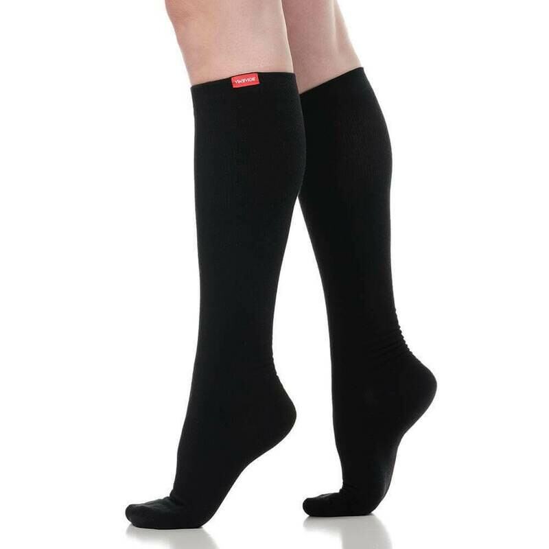 V&amp;V Black S/M Moisture Wick Nylon 15-20mmHG Compression Socks