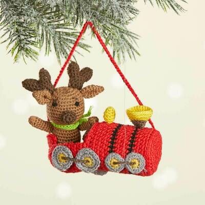 Conductor Moose Crocheted Ornament - 92937