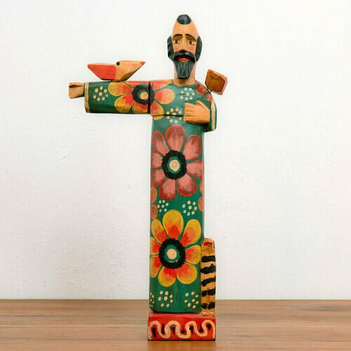 AS98 San Fransisco with Arm Out Handcarved Wooden Saint - Altiplano
