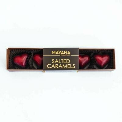 Salted Caramel Valentine Hearts 6 piece - Mayana Chocolate