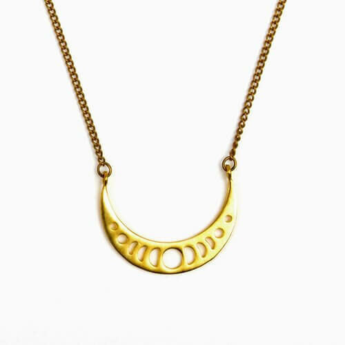 JNE383 Moon Phases Necklace - Brass 
