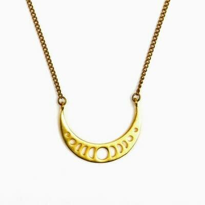 JNE383 Moon Phases Necklace - Brass - Altiplano
