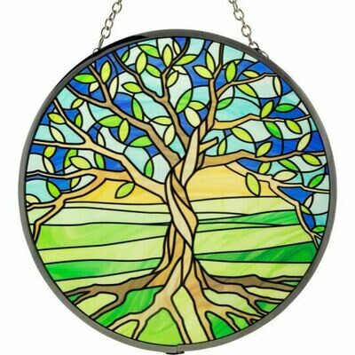 Tree of Life w/ Blue 6in Glass Suncatcher