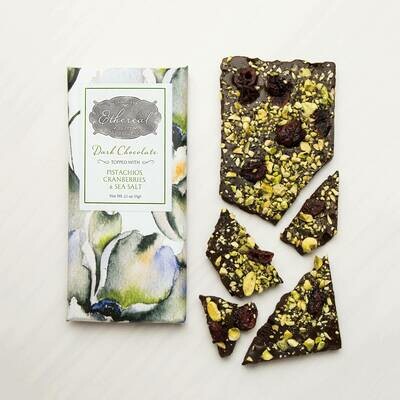 Ethereal Dark Chocolate with Pistachios, Cranberries & Sea Salt Inclusion Bar - 2.5oz