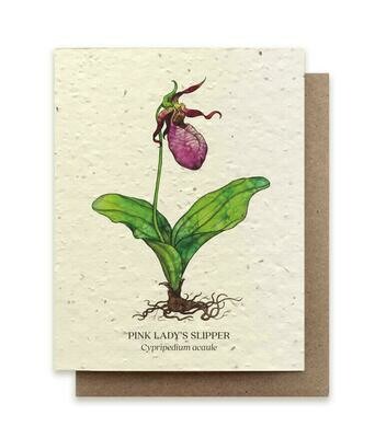Pink Lady Slipper Plantable Flower Seed Card 