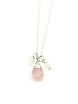 FA Silver Tiny Treasures Pink Chalcedony Necklace