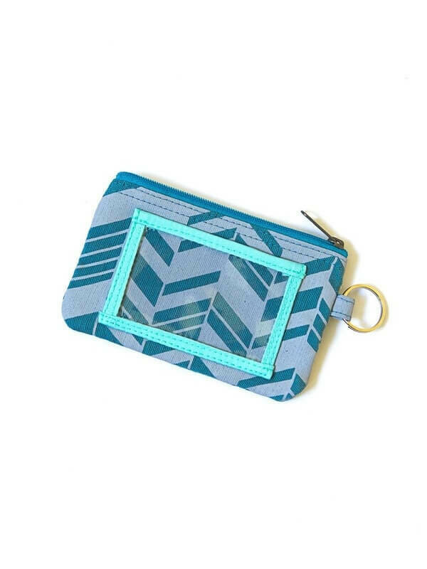 FA Teal Chevron Zippered ID Case Pouch