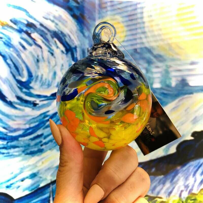 Luke Adams Starry Night 3&quot; Wish Ball - Hand Blown