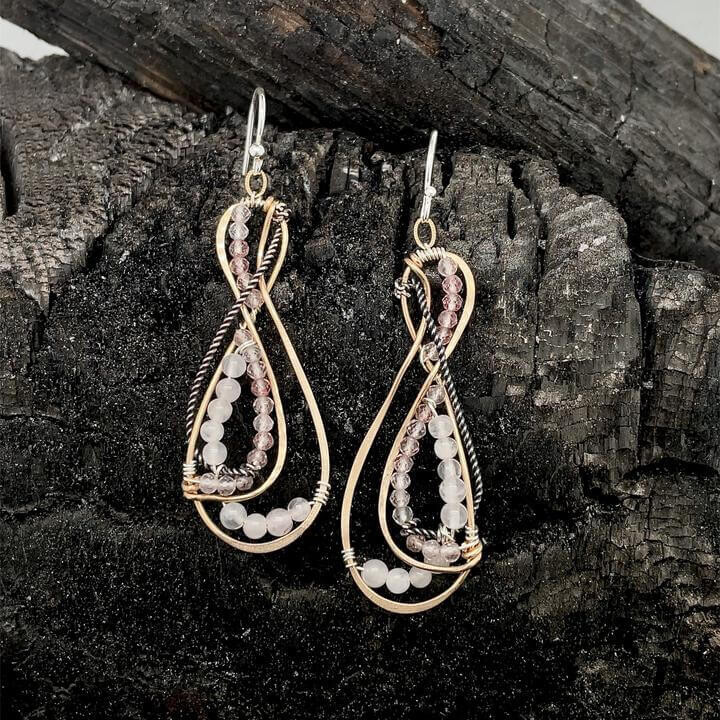 AbaM E79204 Rose Quartz Eternity Earrings
