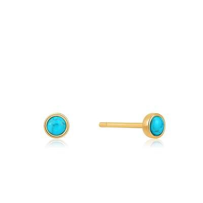 AH Turning Tides : Tidal Turquoise Cabochon Stud Earrings- Gold