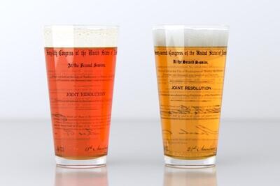 WT Prohibition Amendment Pint Glasses Set of 2