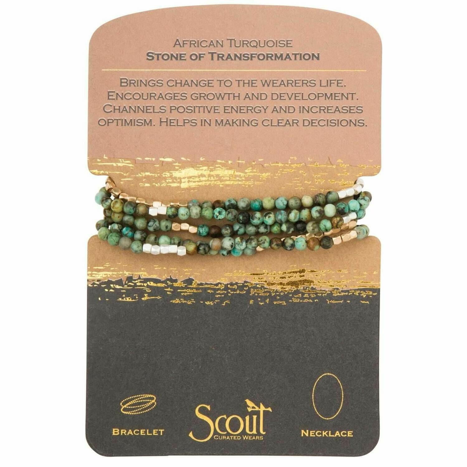 African Turquoise Wrap Bracelet/Necklace