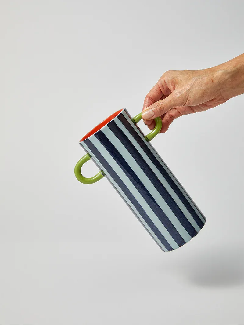 JONES &amp; CO - Griffe Blue Stripe tall Vase