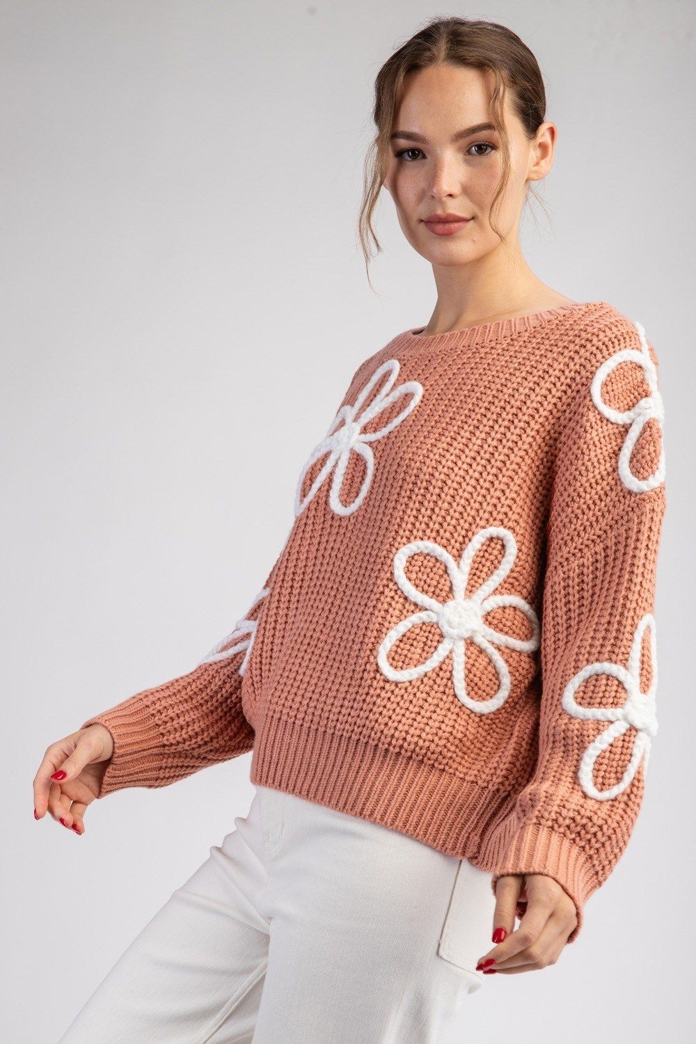 flower stitch sweater