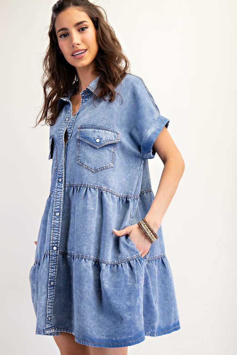 washed button down dress 