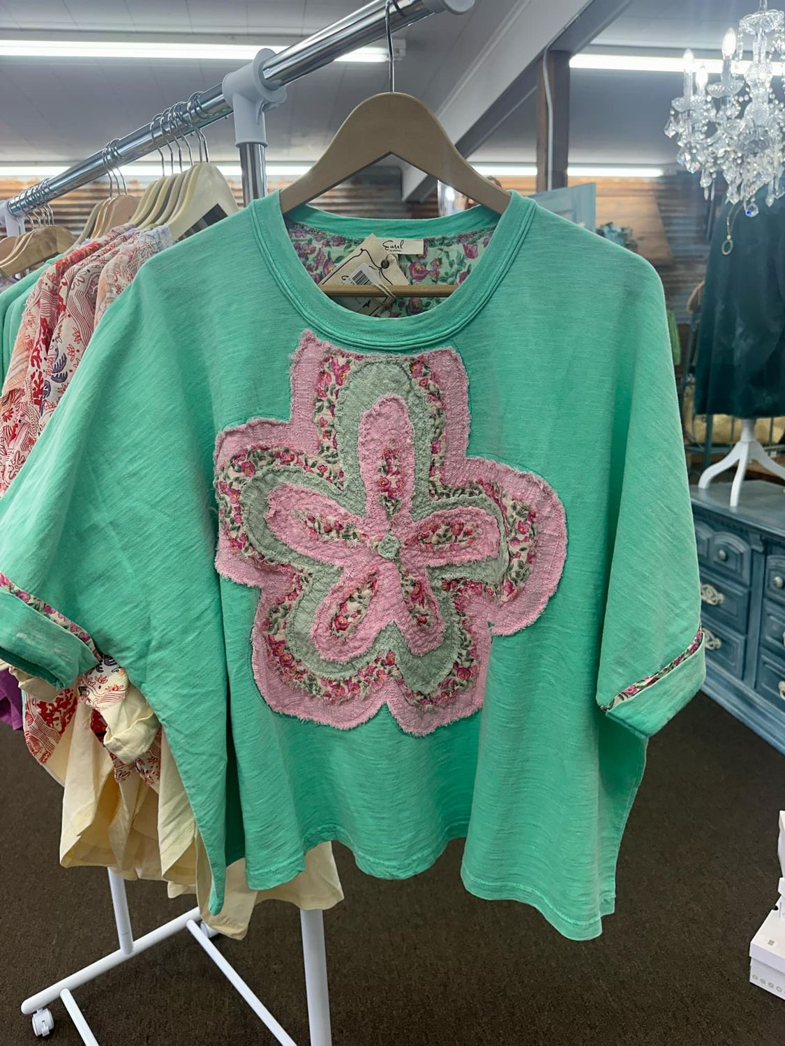 short sleeve flower patch