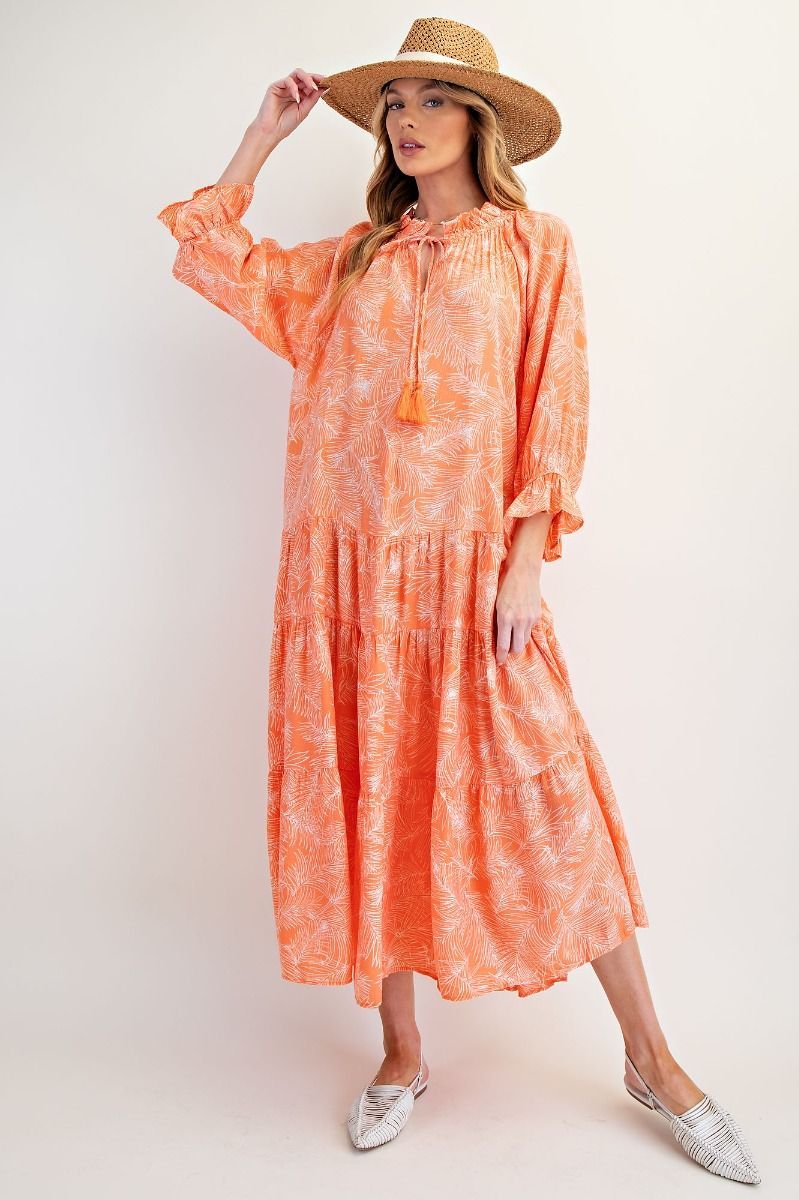 soft and Flowey tangerine maxi