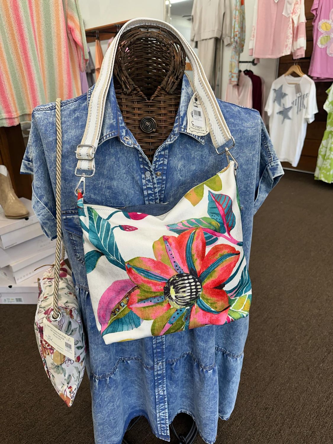 flower patch handbag with pocket