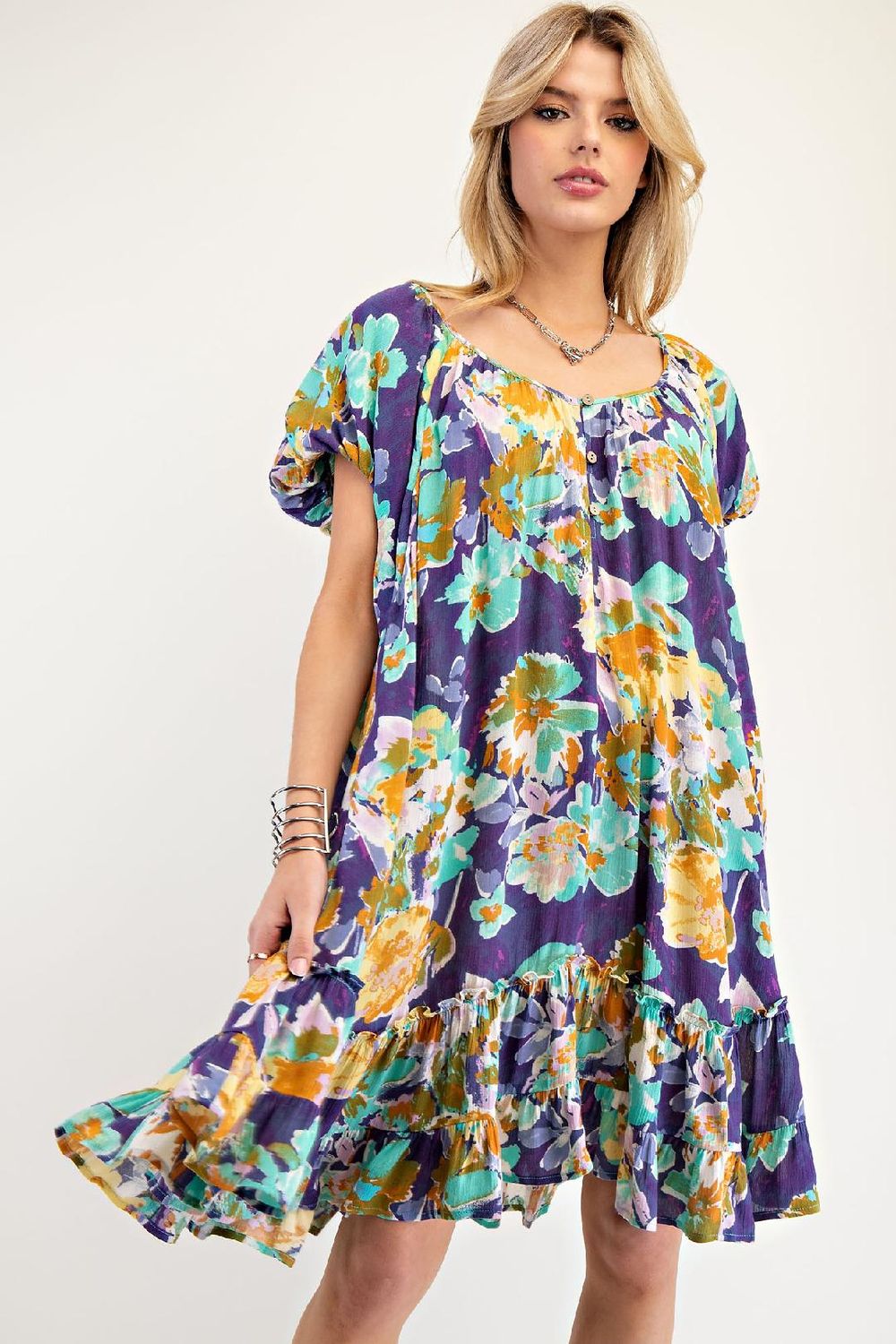 bubble half sleeve floral