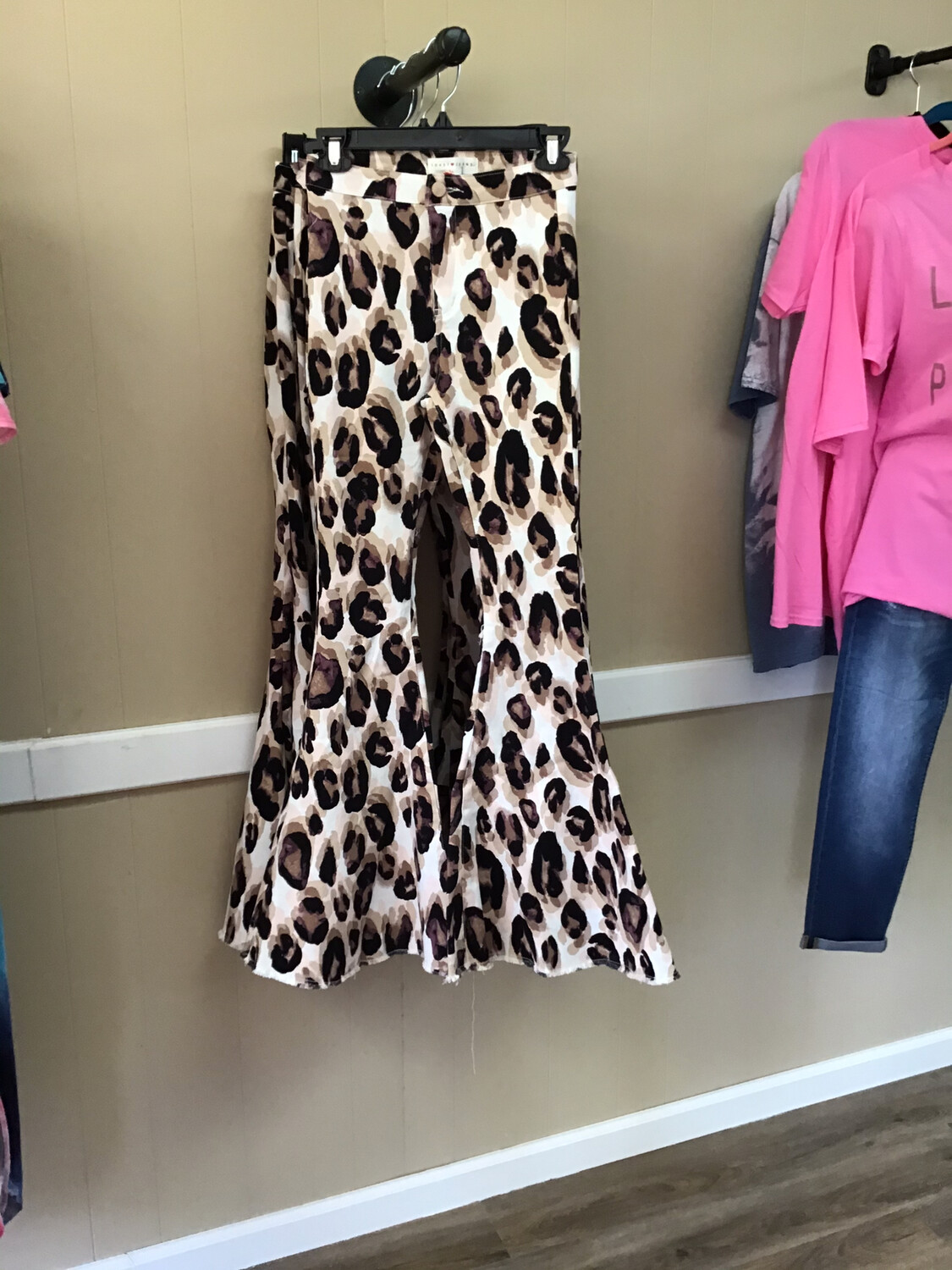 Leopard Printed Flare Denim Pants