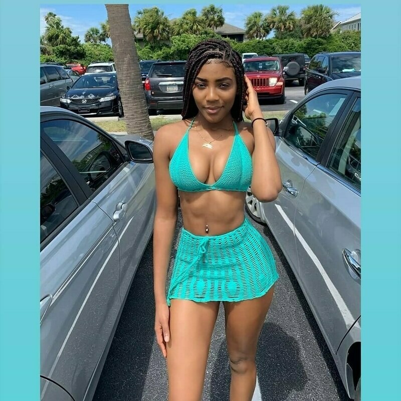 Aqua Green Three-Piece Skirt Set