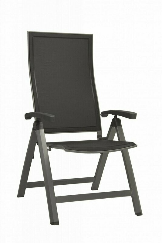 CADEIRA C/BRAÇOS DOBRAVEL KARI GRAFITE/PRATA