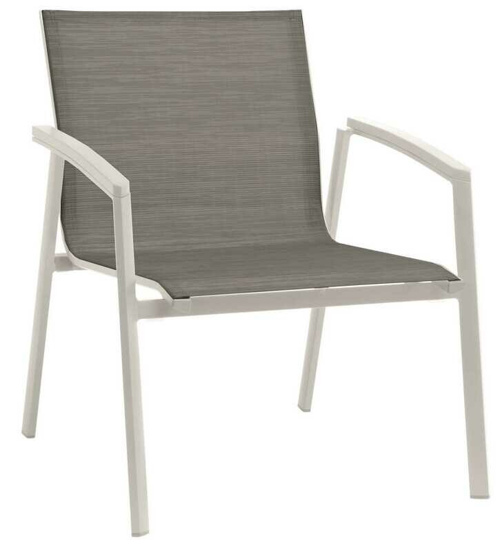 CADEIRA COM BRAÇOS LOUNGE NEW TOP BRANCO/PRATA