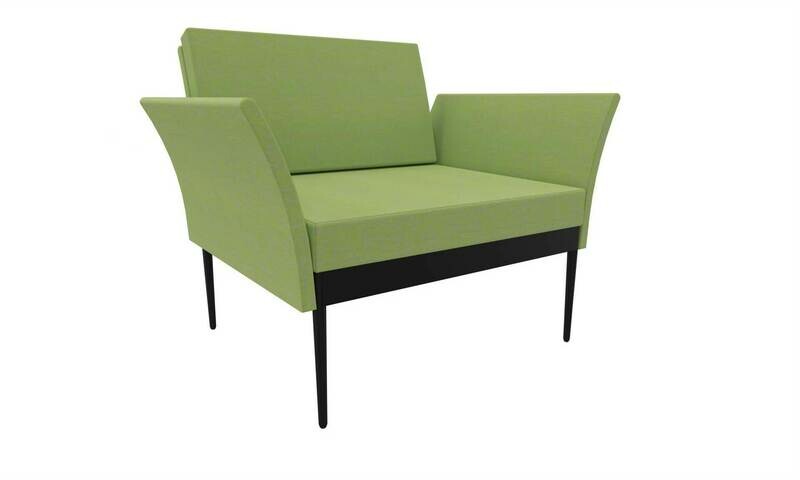 CADEIRA COM BRAÇOS VERDE CLARO ILDIGO C/BASE QUADRADA ANTRACITE