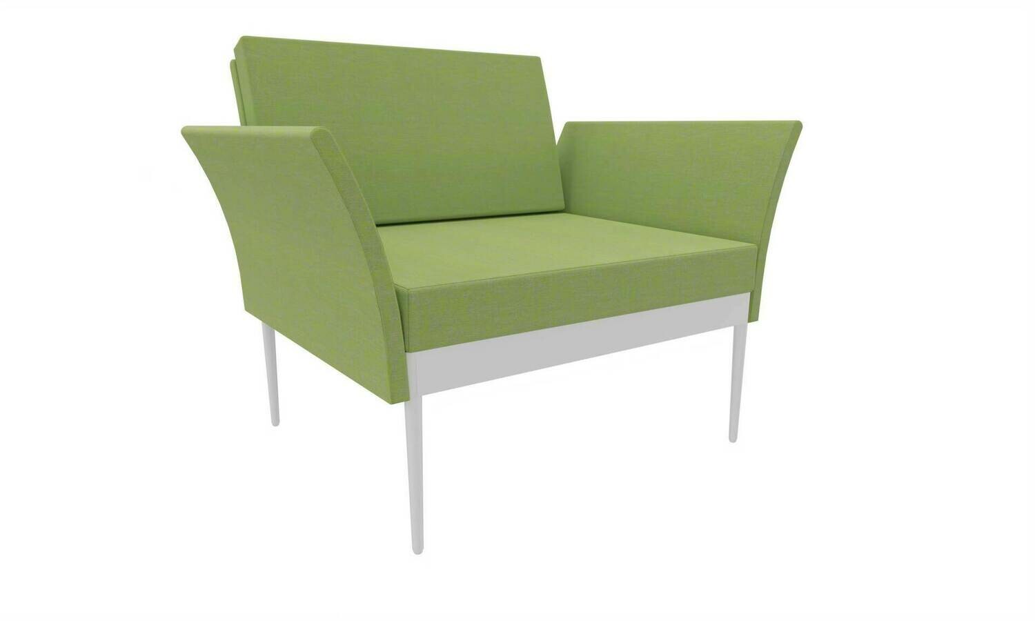 CADEIRA COM BRAÇOS VERDE CLARO ILDIGO C/BASE QUADRADA BRANCA