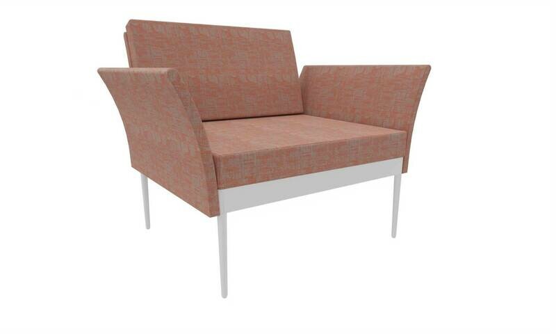 CADEIRA COM BRAÇOS CORAL ILDIGO C/BASE QUADRADA BRANCA